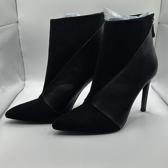 ZARA Black Suede & Leather Ankle Boots - Picture 2 of 10